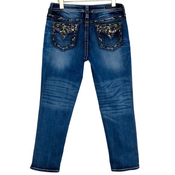 Y2k Vigoss Embellished Studded Straight Leg Jeans with Beaded Pocket Detail 30" - Picture 5 of 11